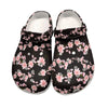 Japanese Pink Flowers Dark Women's Rubber Clogs