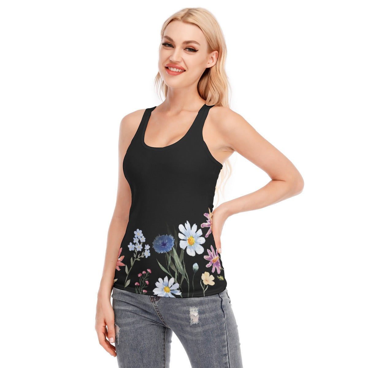 Wildflowers Painted Black L Racerback Tank Top | 190GSM Cotton up to 3 XL (FWS)