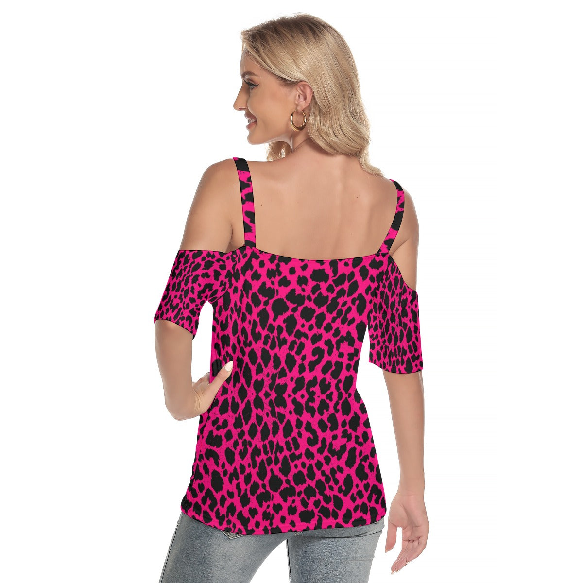 Hot Pink Leopard Criss Cross Straps Top up to 4 XL (FWS)