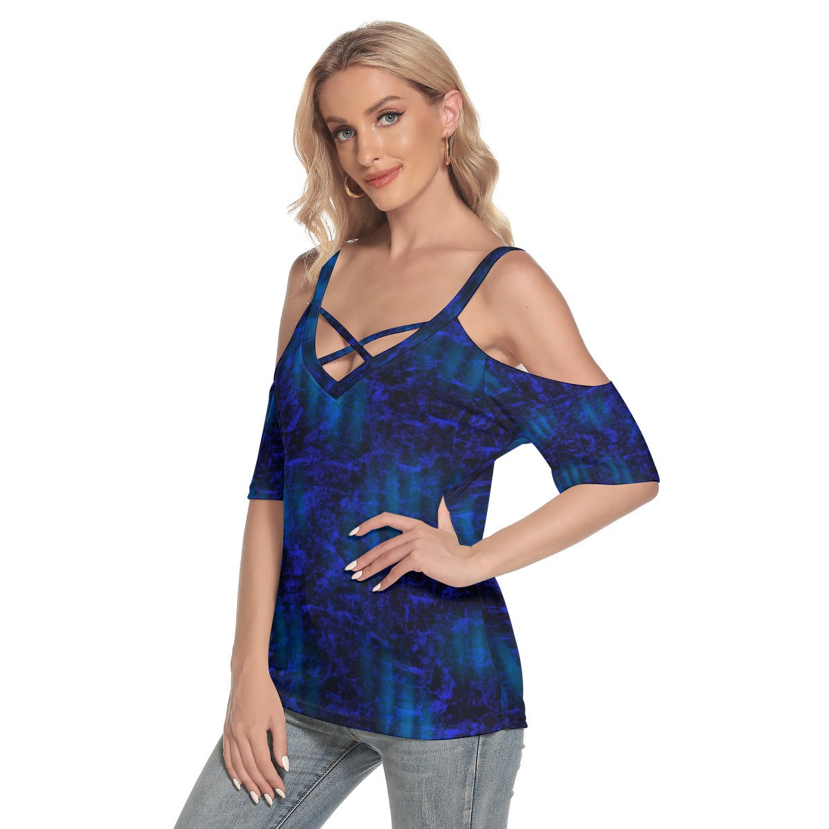 Blue Steel Criss Cross Straps Top up to 4 XL (FWS)