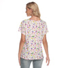 Orchids Graphic V Neck Short Sleeve Top up to 4 XL (FWS)