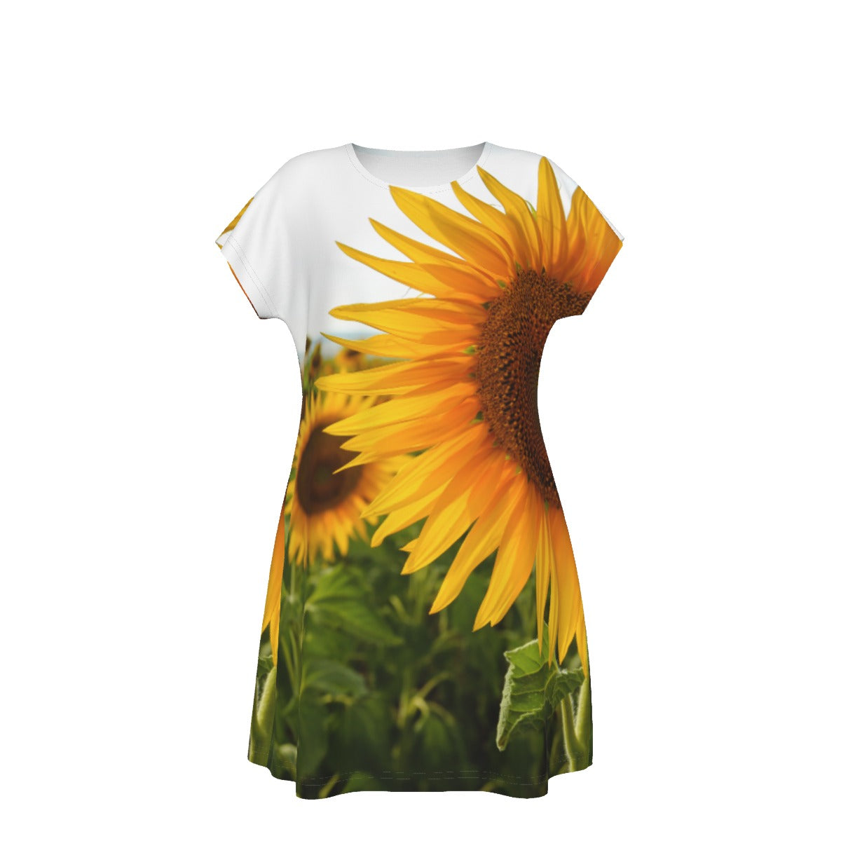 Sunflowers Short Sleeve Dress up to 4 XL (FWS)