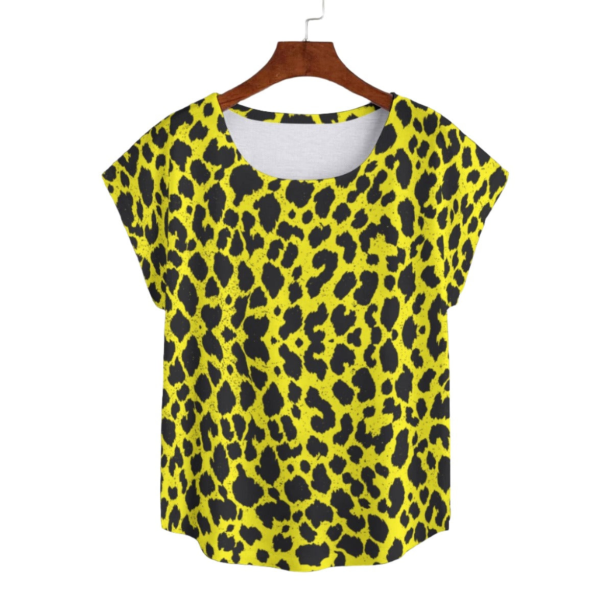 Lemon Leopard Curved Hem Top up to 5 XL (FWS)