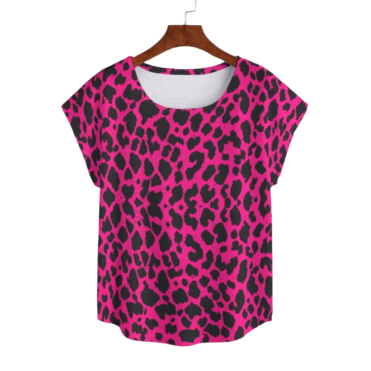 Hot Pink Leopard Curved Hem Top Large to 5 XL (FWS) 1