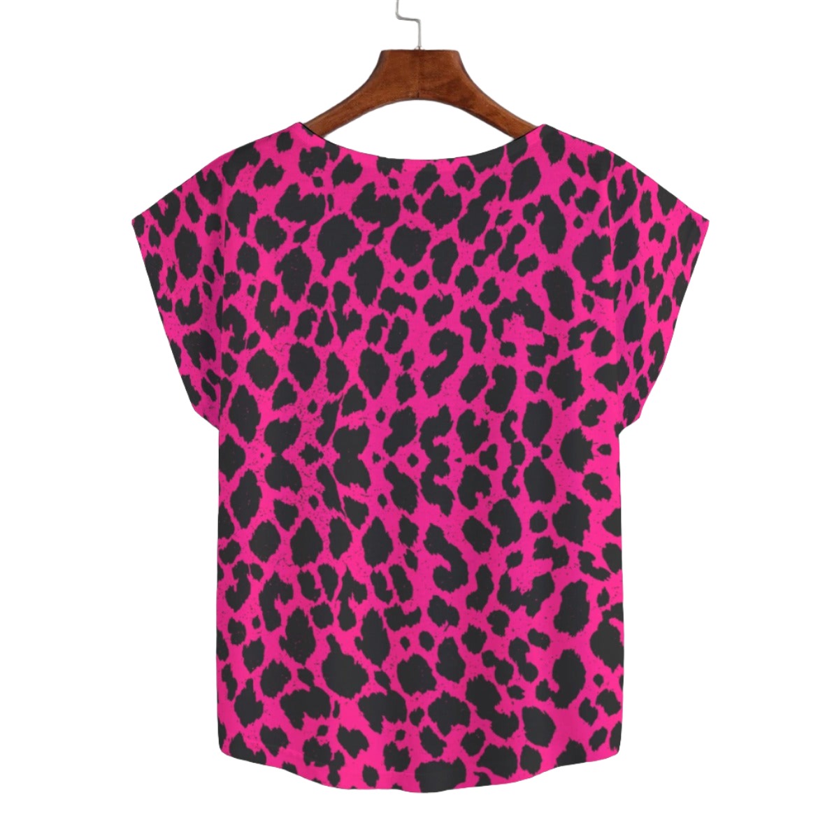 Hot Pink Leopard Curved Hem Top Large to 5 XL (FWS)