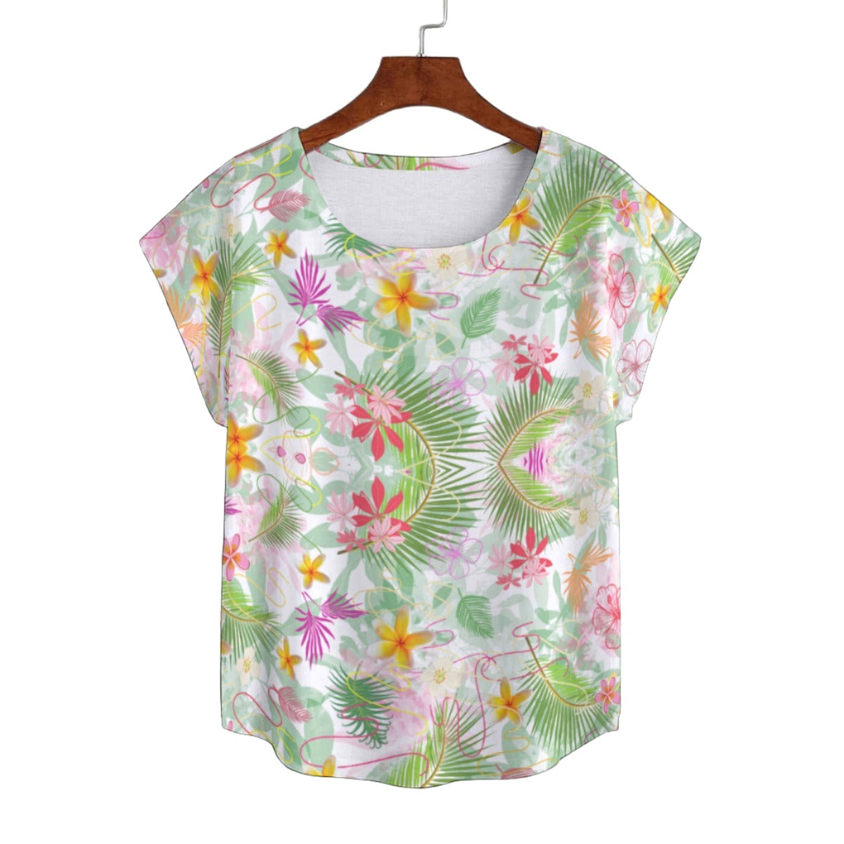 Hawaiian Green Curved Hem Top Large to 5 XL (FWS)