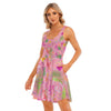 Hawaiian Pink Women's Tank Vest Dress with Pockets up to 5 XL (FWS)