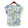 Blue Floral Curved Hem Top Large to 5 XL (FWS)