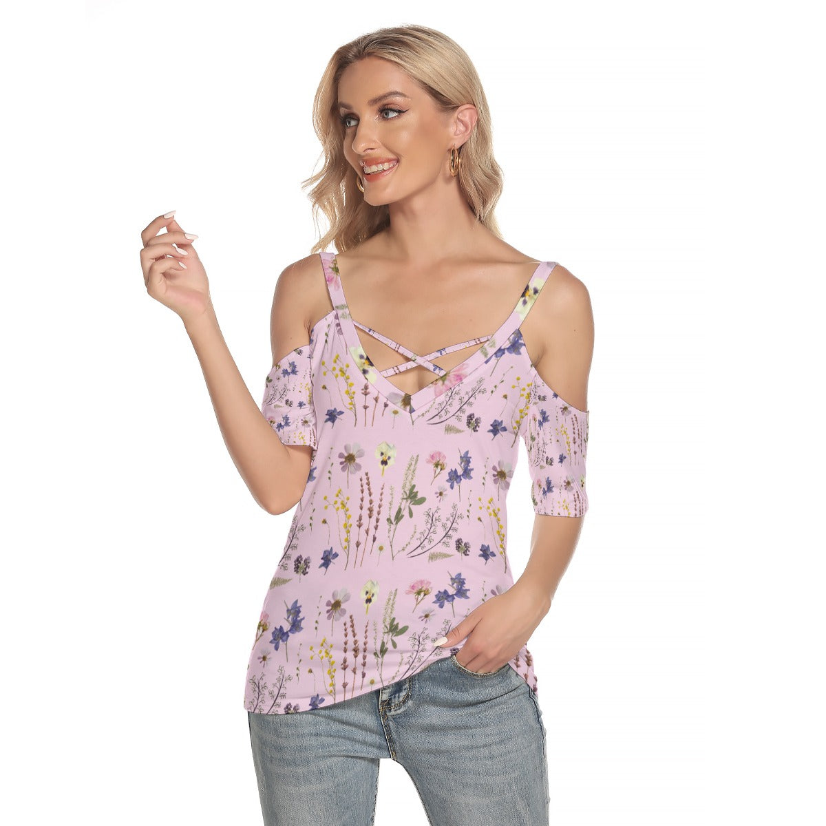 Wildflowers Pink Criss Cross Straps Top up to 4 XL (FWS)