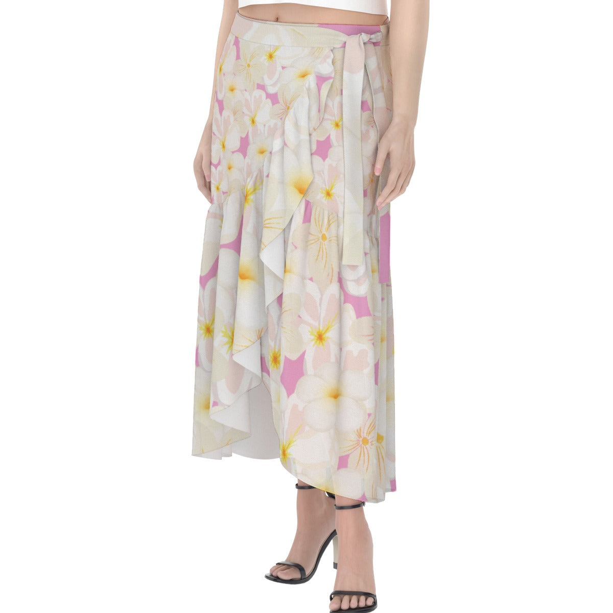 Pastel Frangipanis Pink  Women's Wrap Skirt up to 5 XL