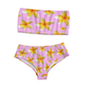 Yellow Frangipanis Pink Strapless Bikini Swimsuit up to 3 XL (FWS)