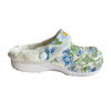 Blue Floral Women's Rubber Clogs with White Fleece