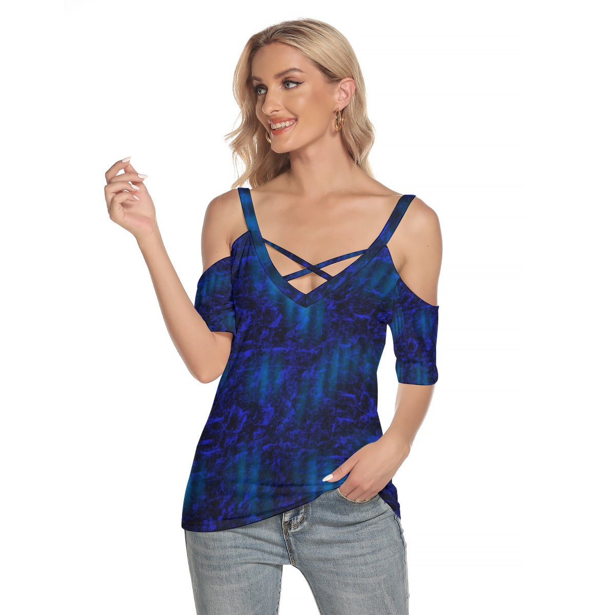 Blue Steel Criss Cross Straps Top up to 4 XL (FWS)