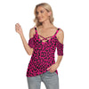 Hot Pink Leopard Criss Cross Straps Top up to 4 XL (FWS)