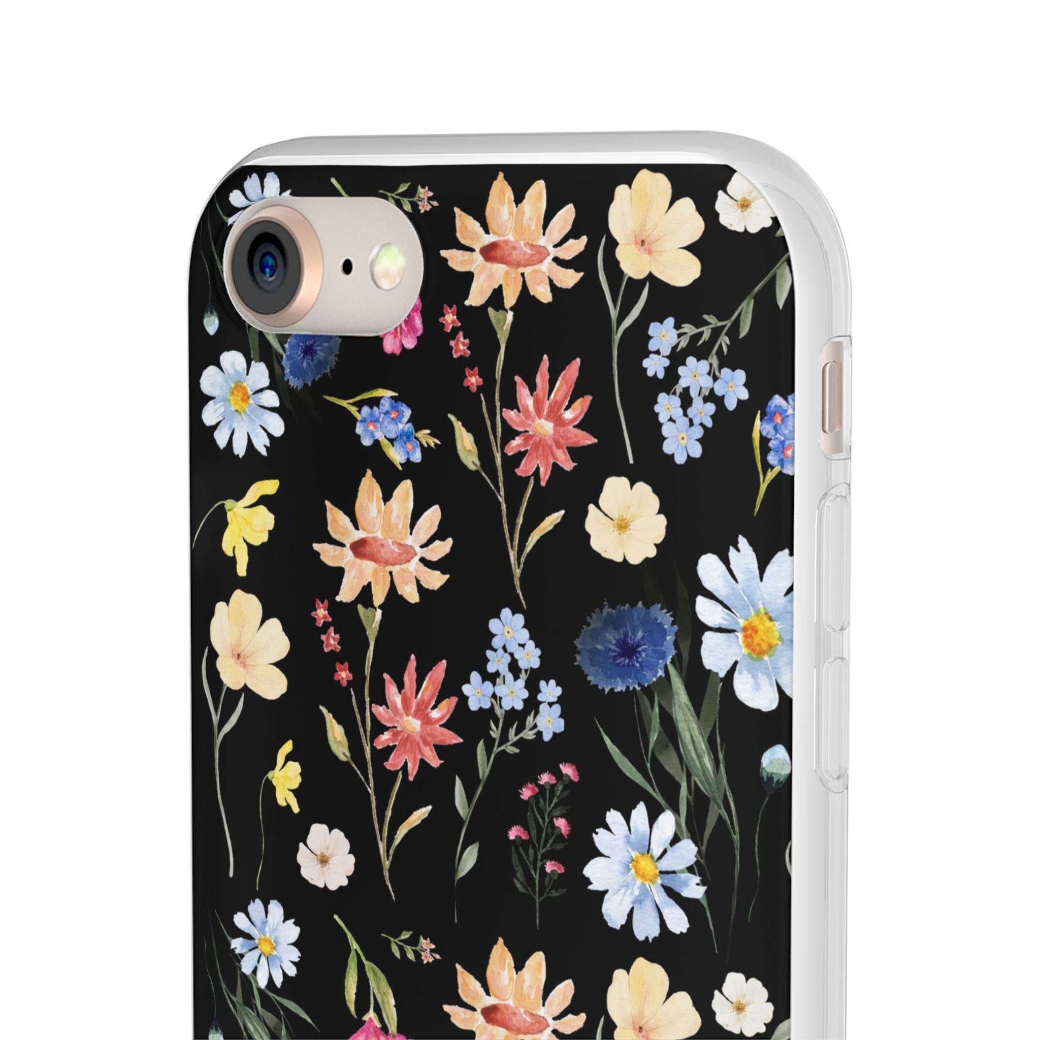 Wildflowers Painted Black Flexi Clear Cases for Most Phone Types (FWS)