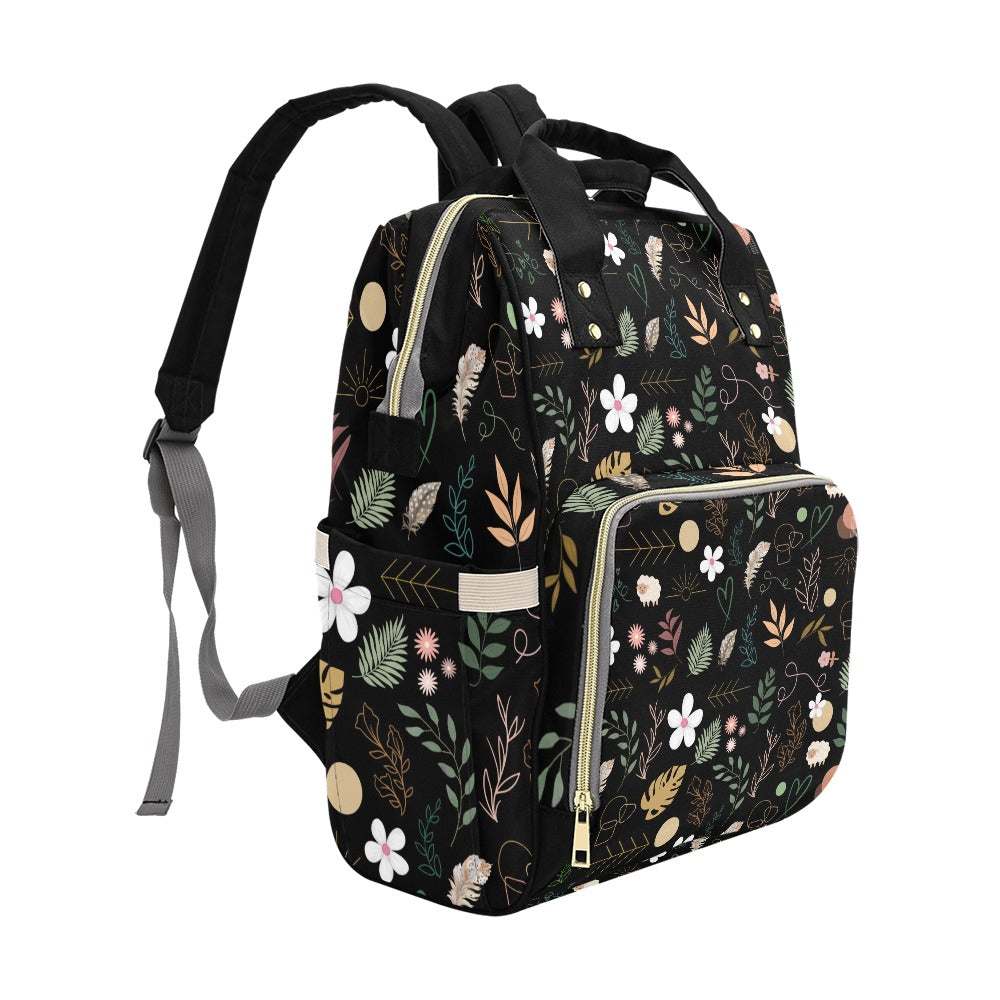 Boho Black Multi Function Backpack with Black Handles