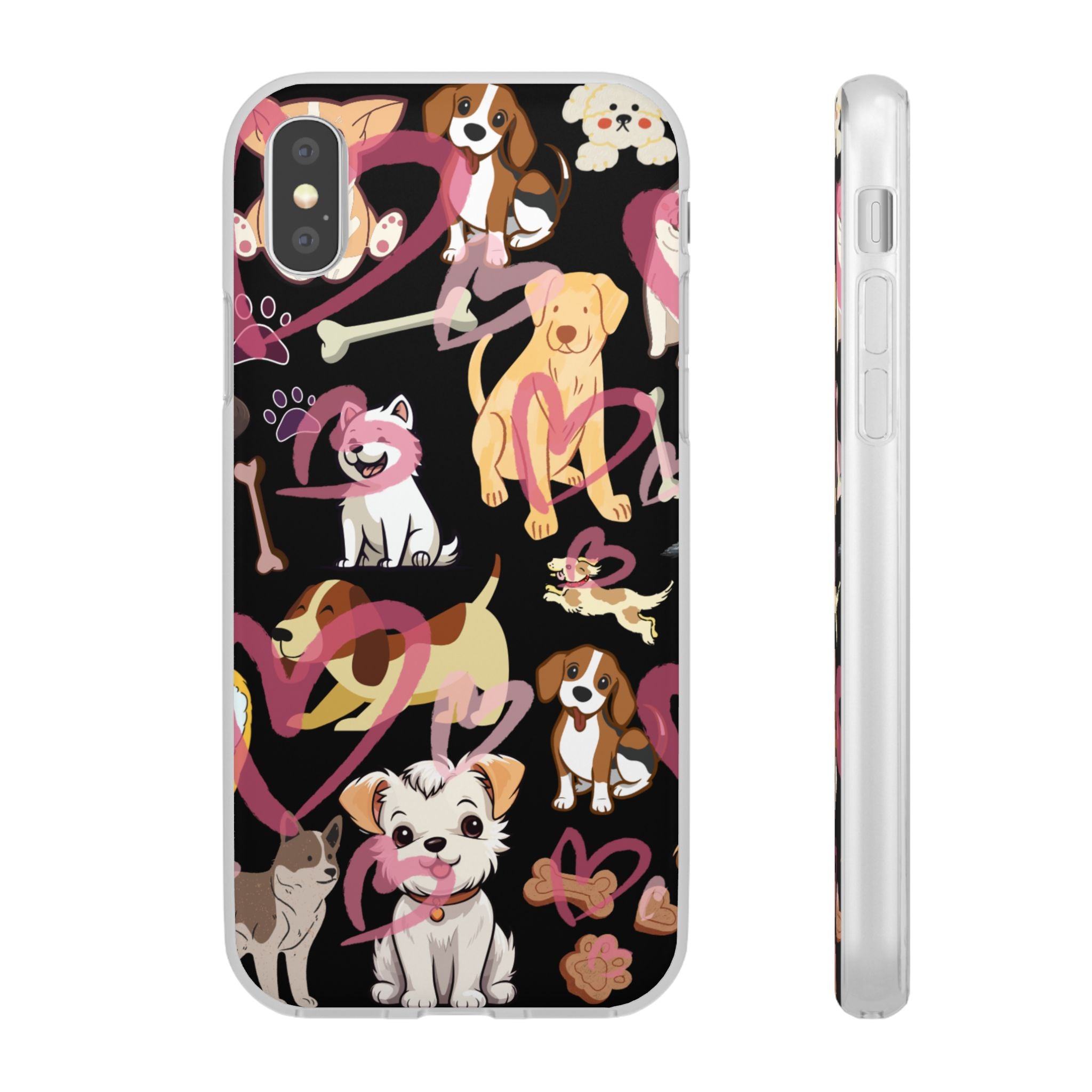 Dogs Love Black Flexi Clear Cases for Most Phone Types (FWS)