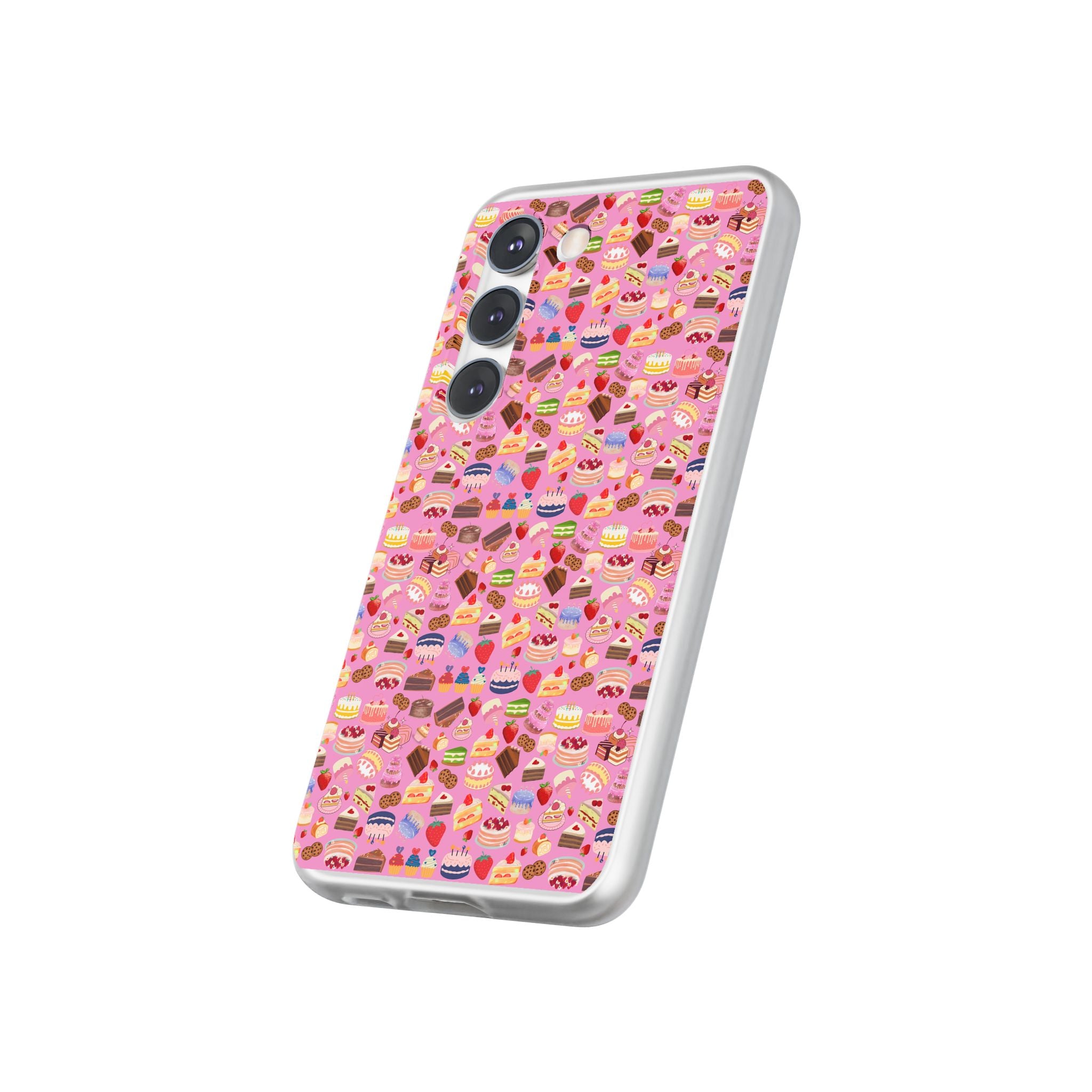 Happy Cake Pink Flexi Clear Cases for Most Phone Types (FWS)
