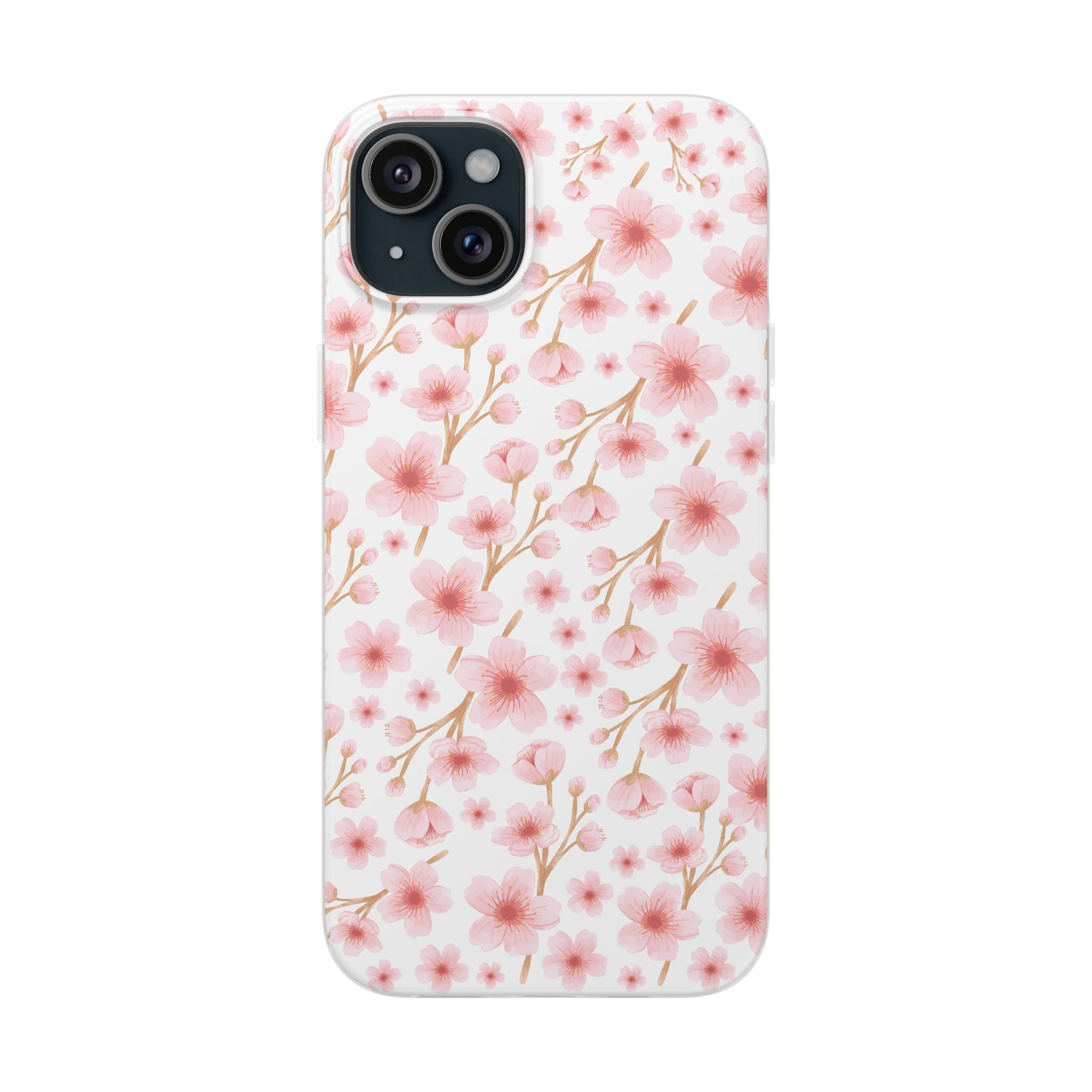 Japanese Pink Flowers White Flexi Clear Cases for Most Phone Types