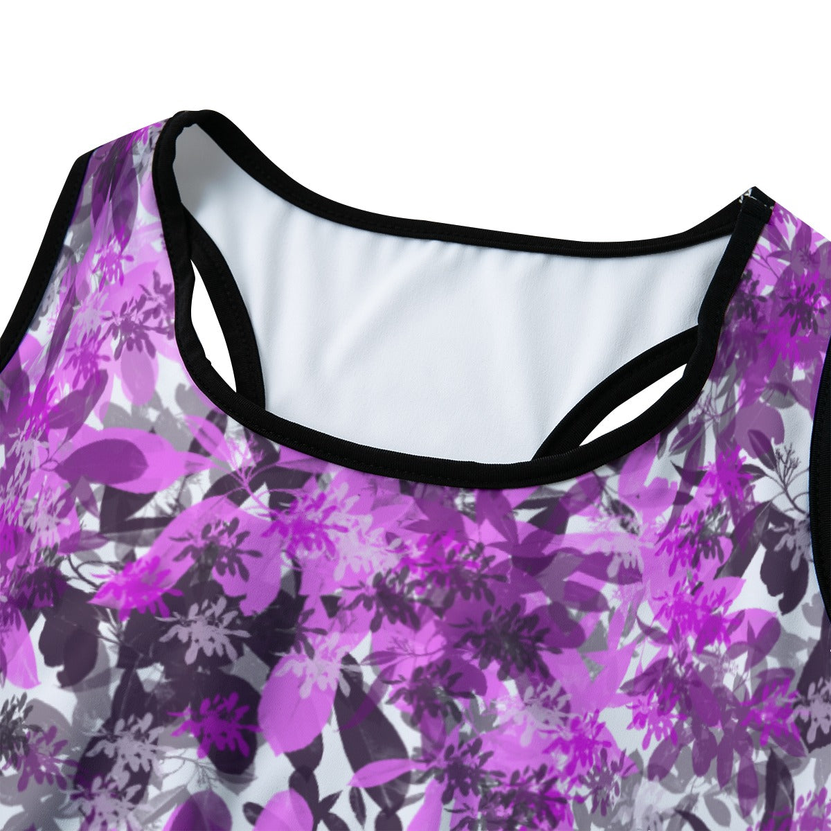 Black & Pink Leaves Sports Top up to 5 XL 3