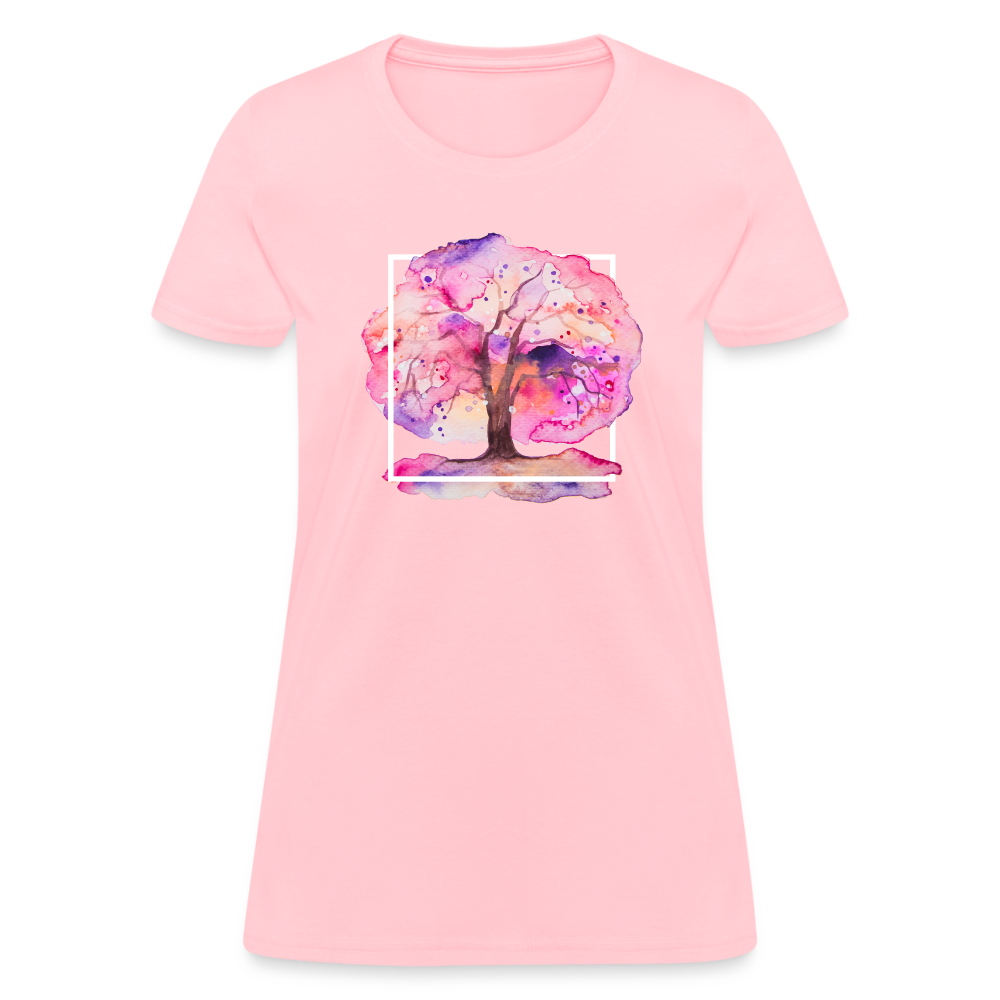 Colourful Tree Cotton T-Shirt up to 3 XL Pink