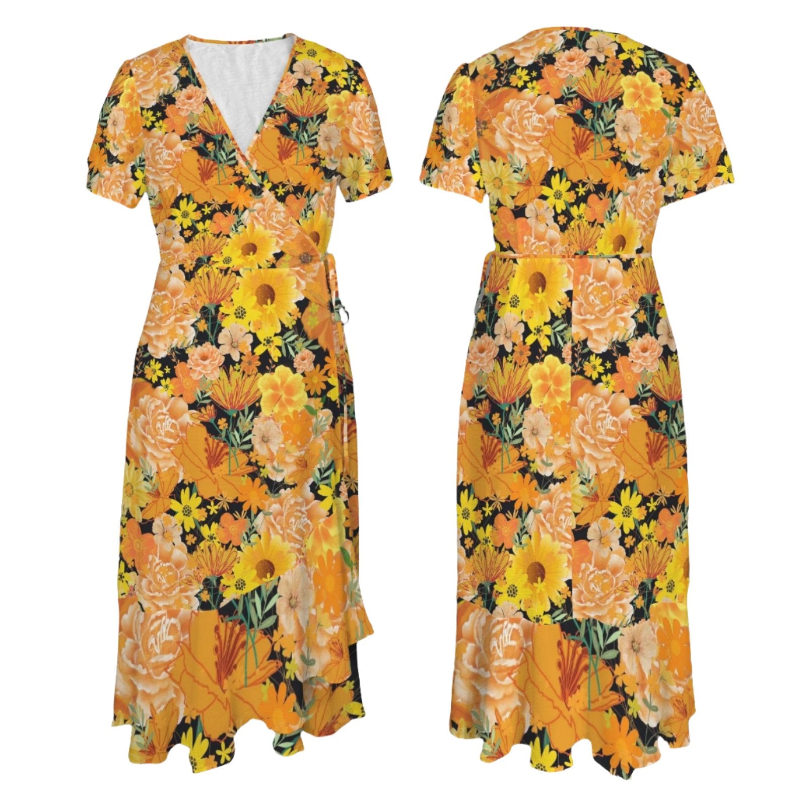 Orange & Yellow Floral Black