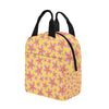 Graphic Pink Frangipanis Yellow Insulated Zipper Lunch Bag