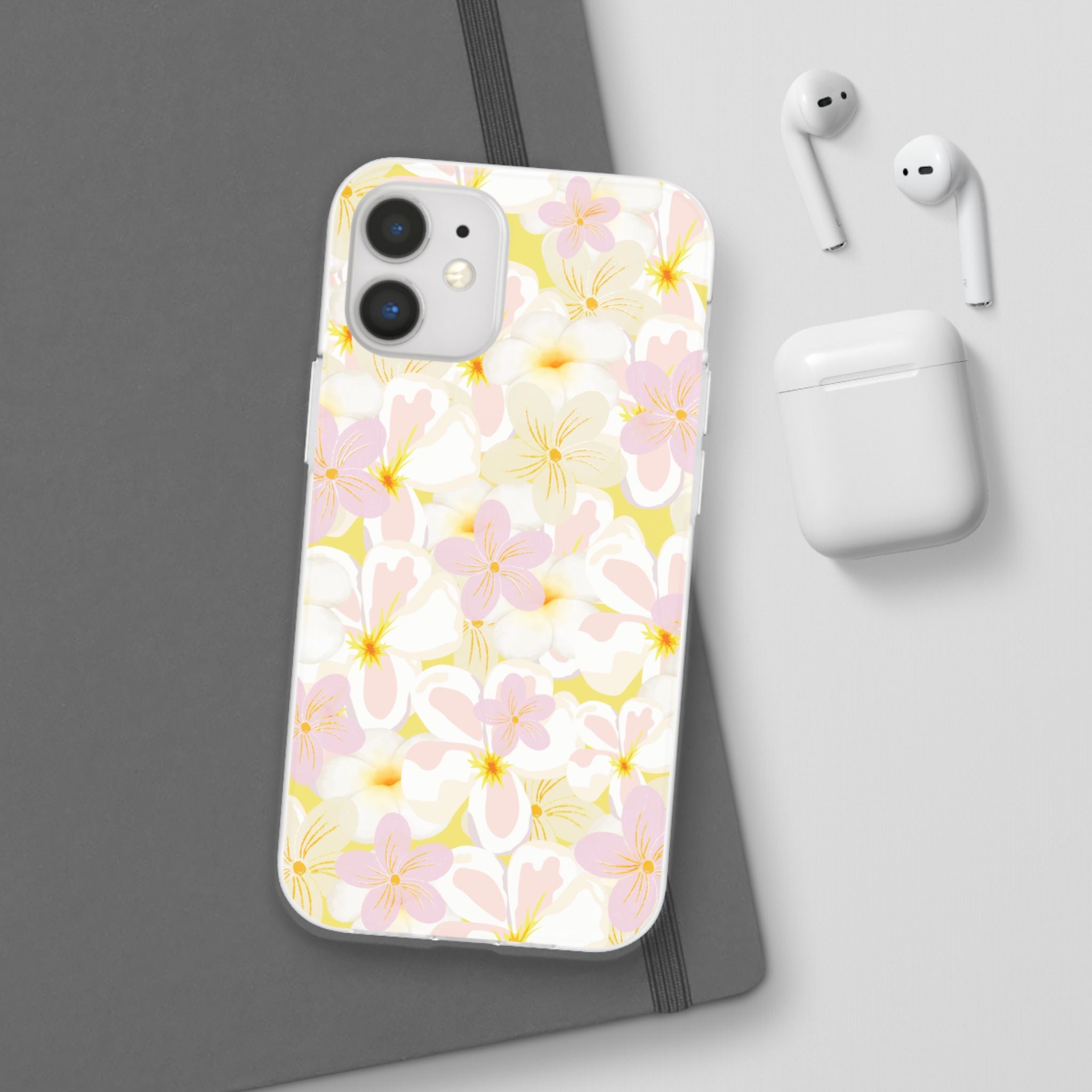 Pastel Frangipanis Yellow Flexi Clear Cases for Most Phone Types (FWS)