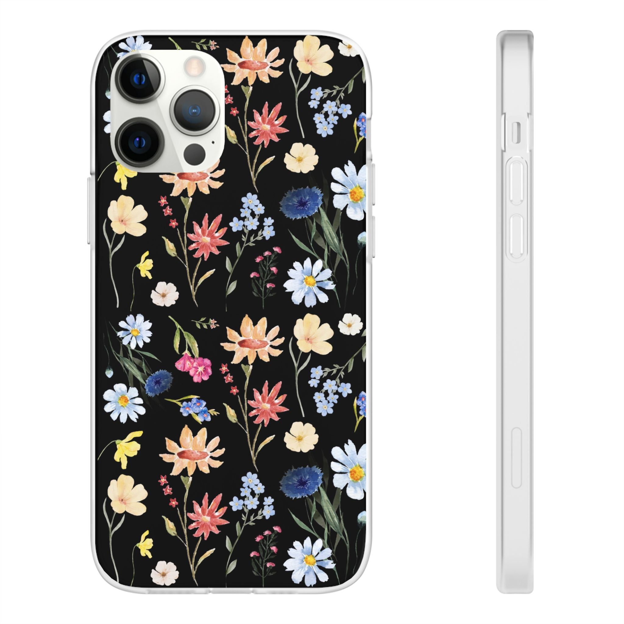 Wildflowers Painted Black Flexi Clear Cases for Most Phone Types (FWS)