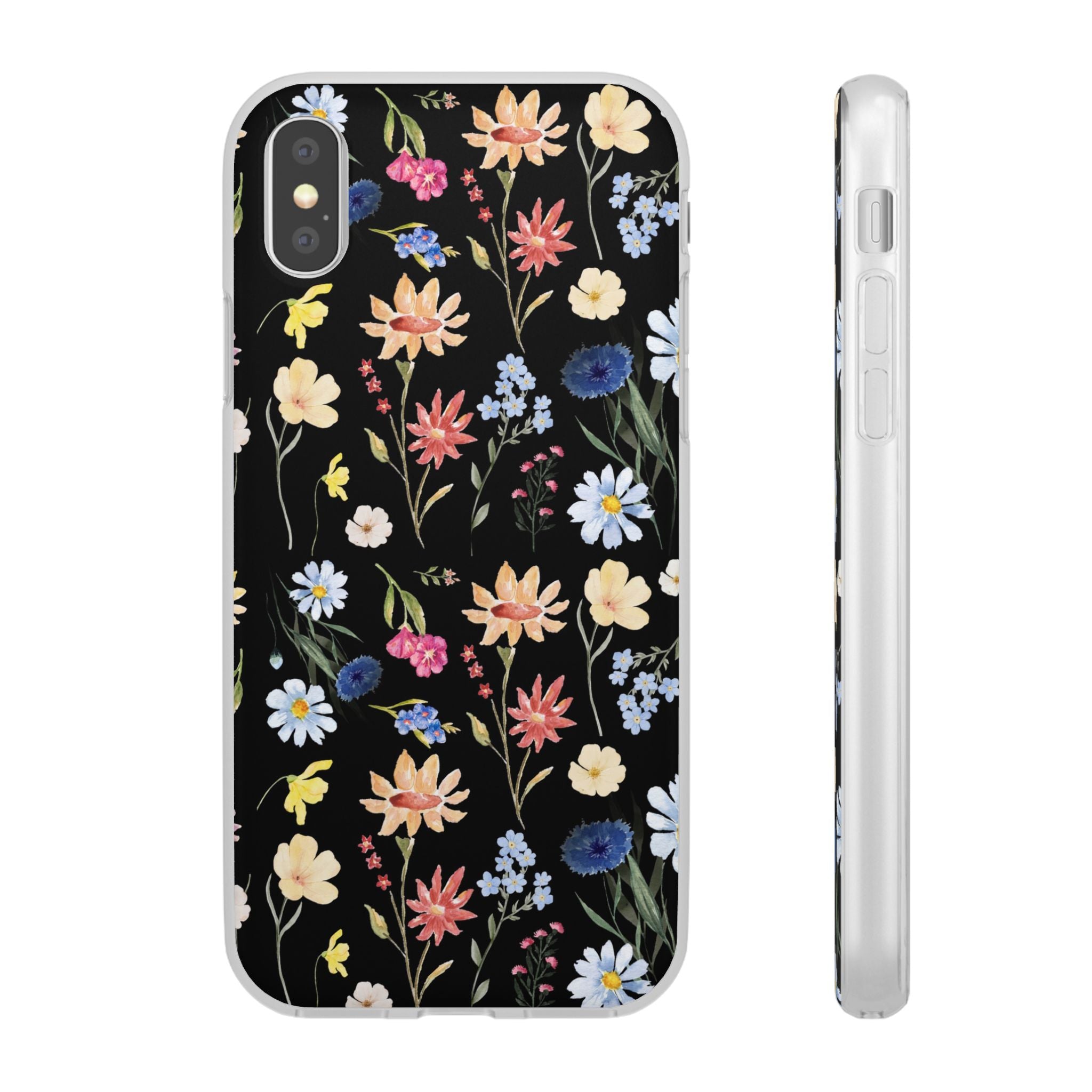Wildflowers Painted Black Flexi Clear Case for Most Phone Types