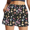 Wildflowers Painted Black Zip Pocket Shorts up to 5 XL (FWS)