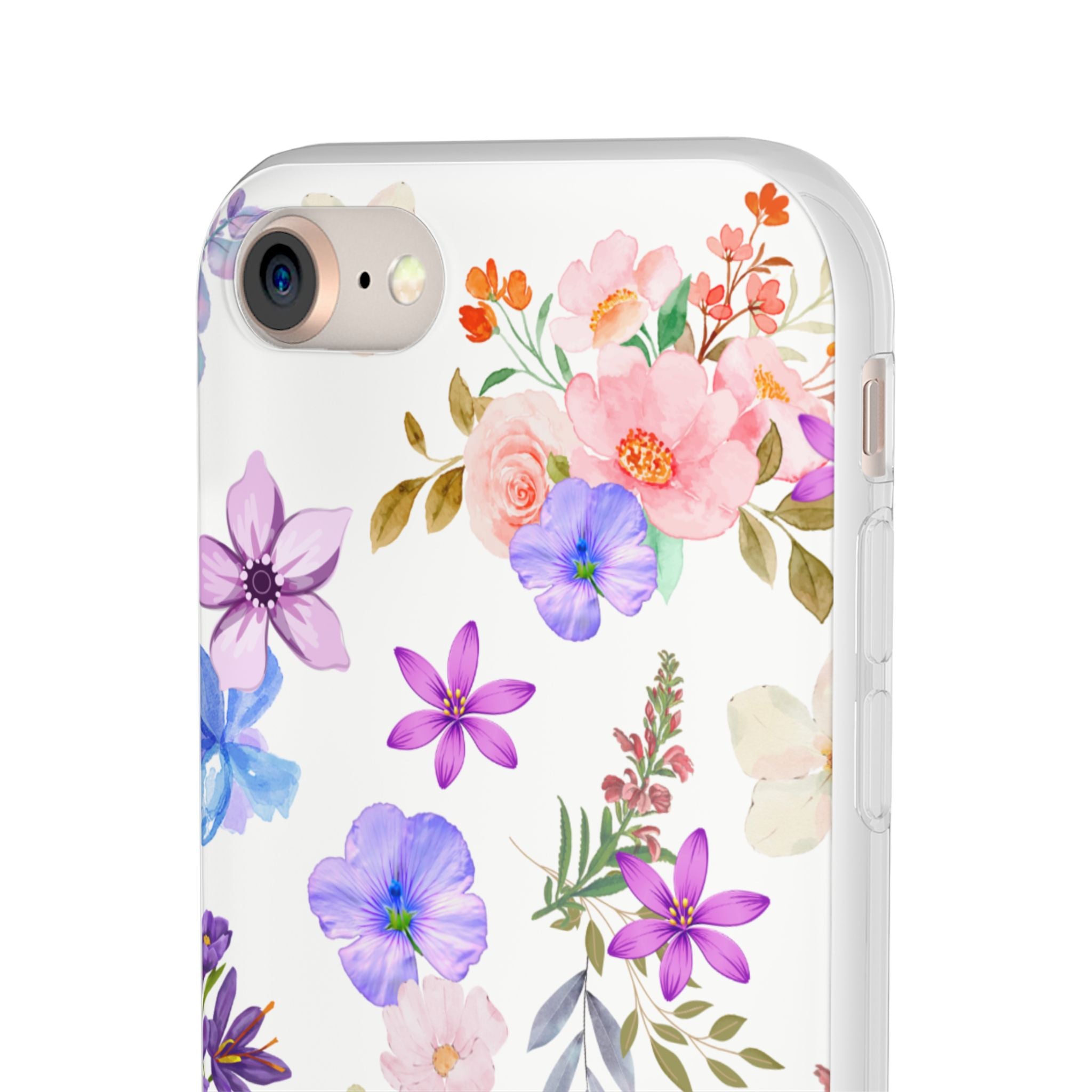 Floral White Flexi Clear Cases for Most Phone Types