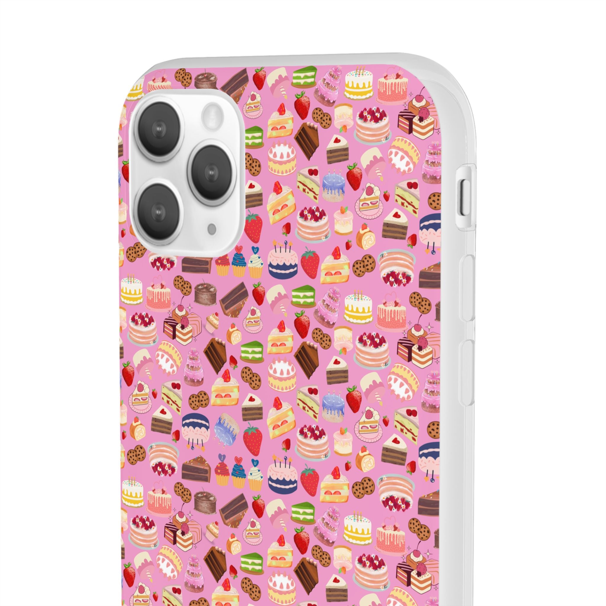 Happy Cake Pink Flexi Clear Cases for Most Phone Types (FWS)