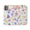 Floral White Wallet Style Phone Case Vegan Leather