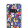 Blue Colourful Floral Flexi Clear Cases for Most Phone Types