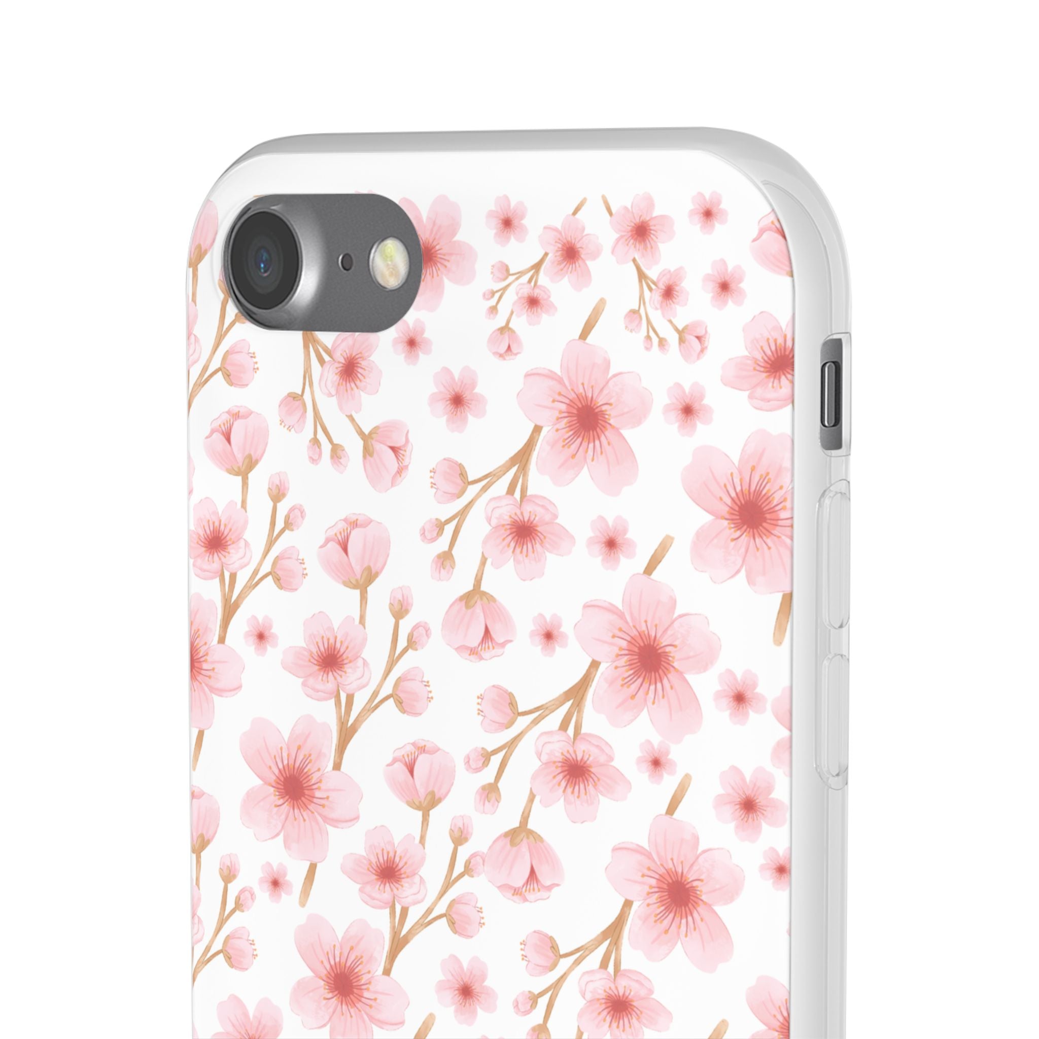 Japanese Pink Flowers White Flexi Clear Cases for Most Phone Types