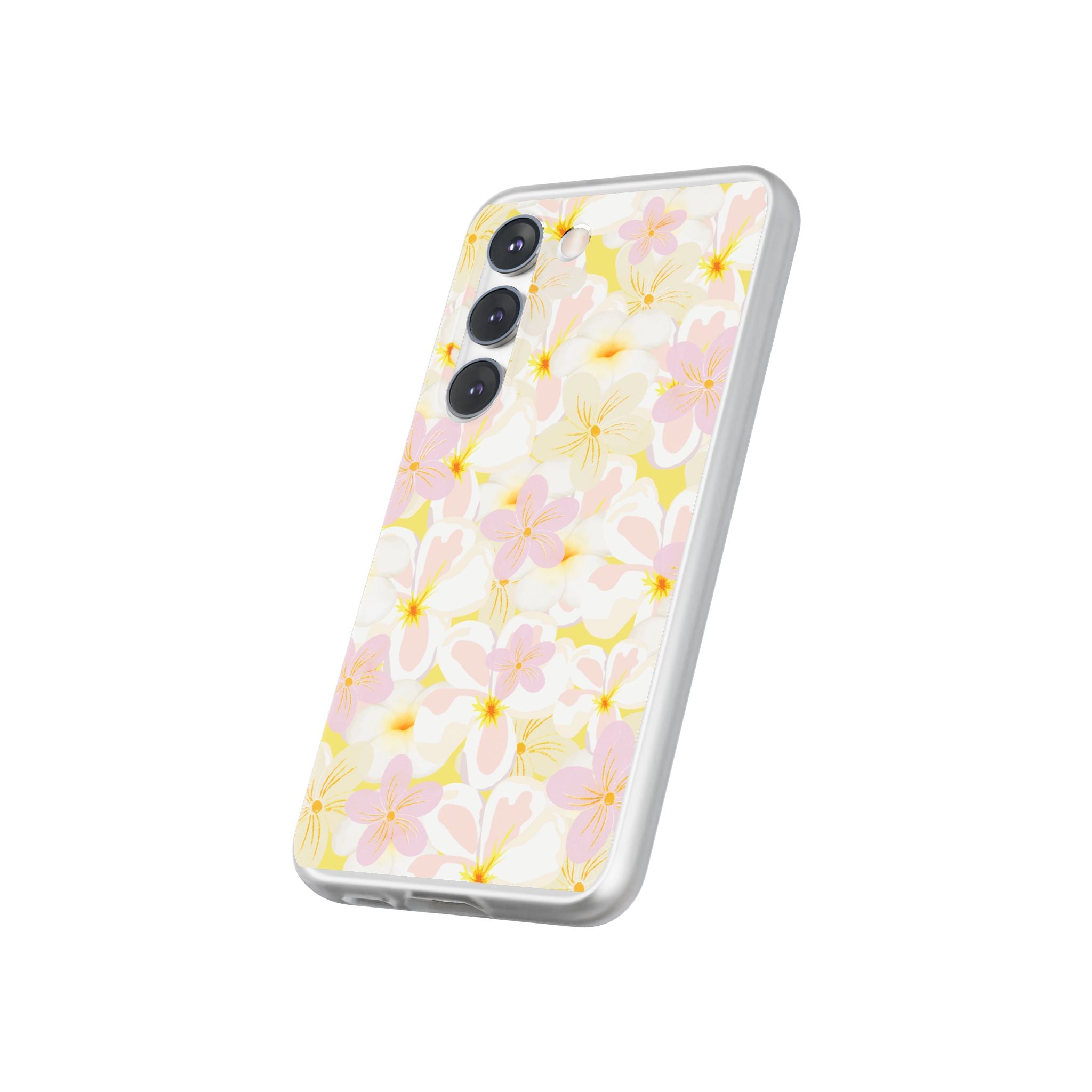 Pastel Frangipanis Yellow Flexi Clear Cases for Most Phone Types (FWS)