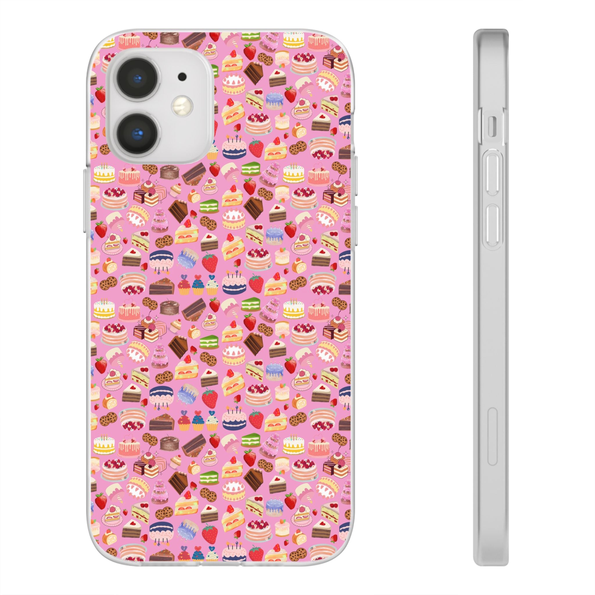 Happy Cake Pink Flexi Clear Cases for Most Phone Types (FWS)