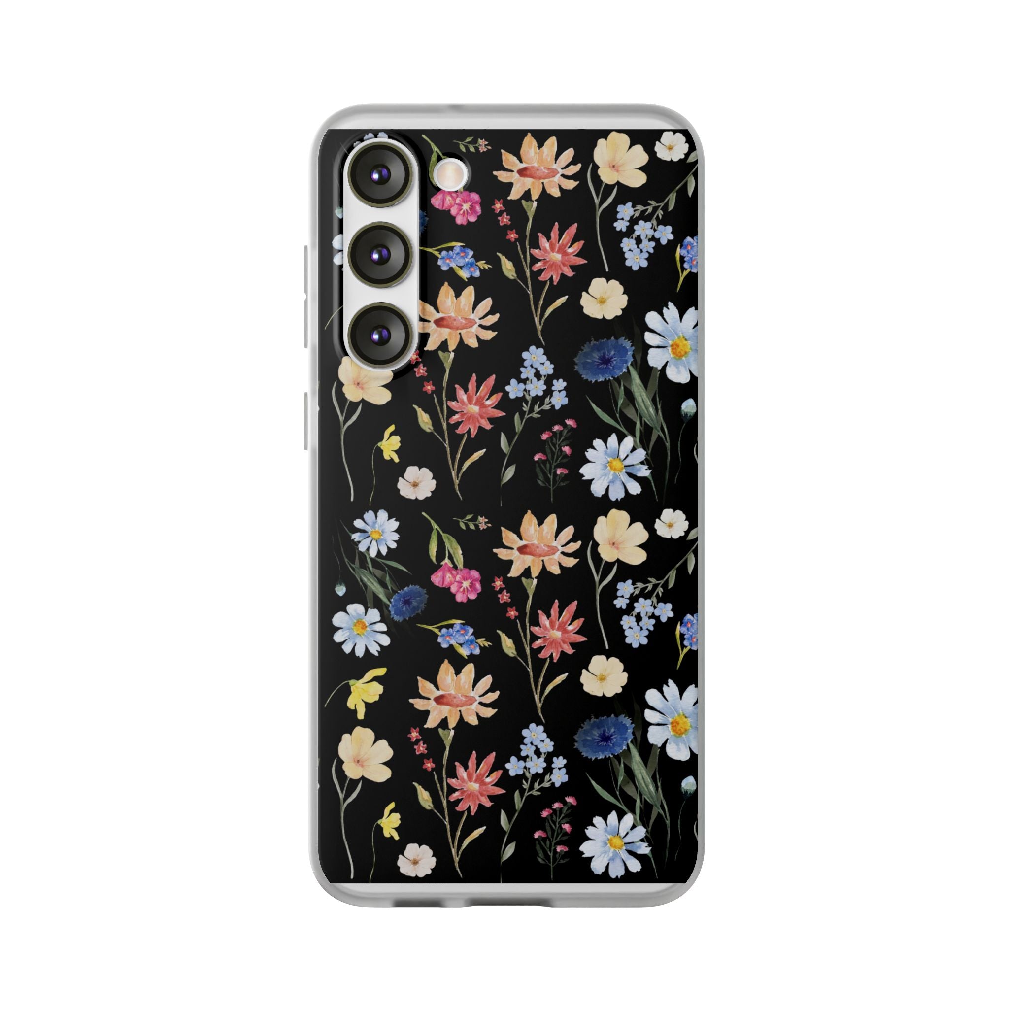 Wildflowers Painted Black Flexi Clear Cases for Most Phone Types (FWS)