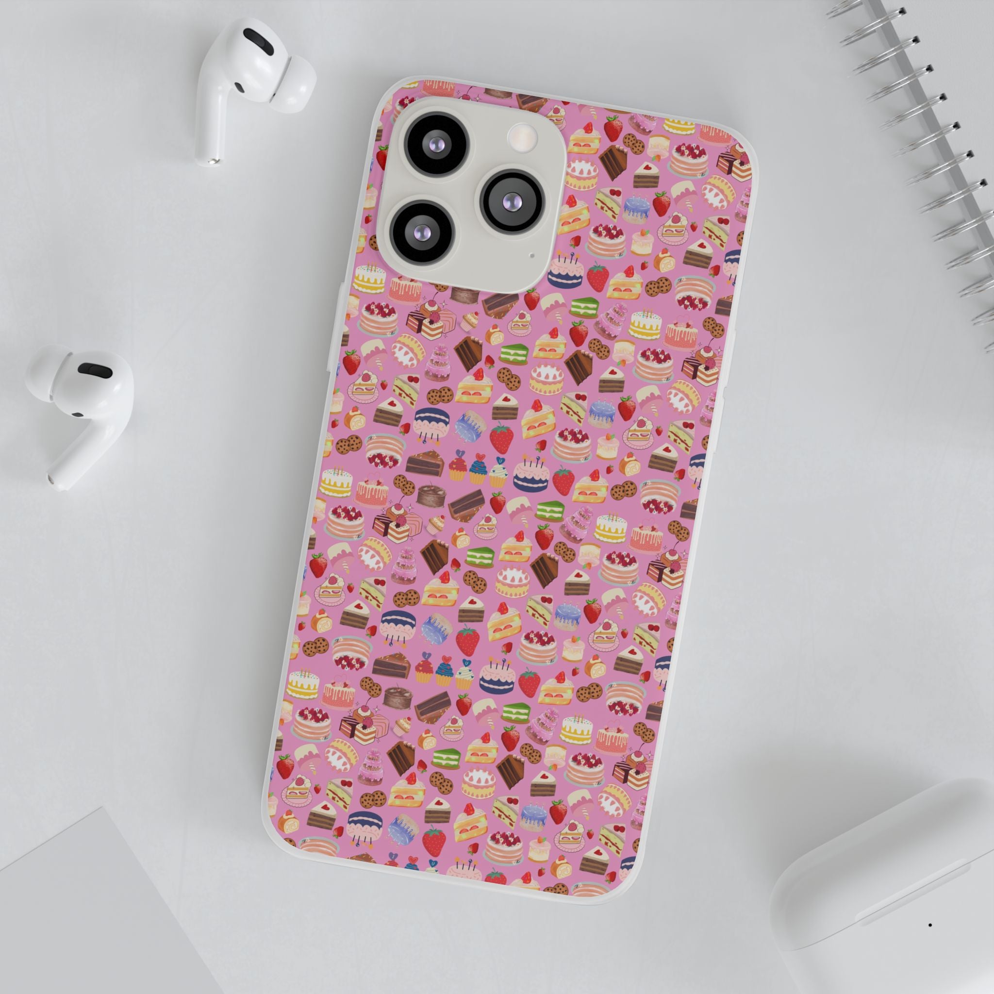 Happy Cake Pink Flexi Clear Cases for Most Phone Types (FWS)