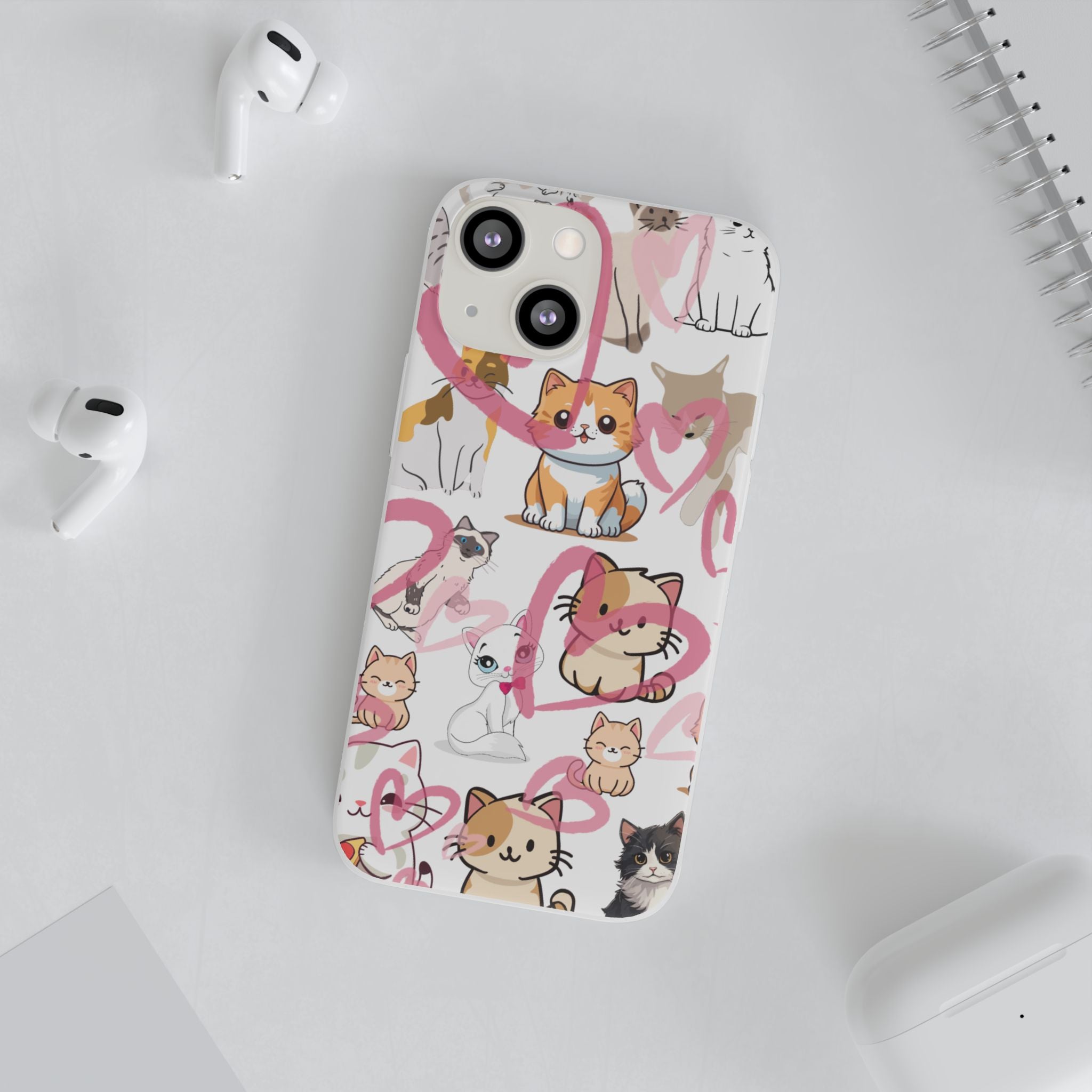 Cats Love White Flexi Clear Cases for Most Phone Types (FWS)
