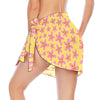 Graphic Pink Frangipanis Yellow Short Chiffon Sarong Wrap up to 2 XL (FWS)