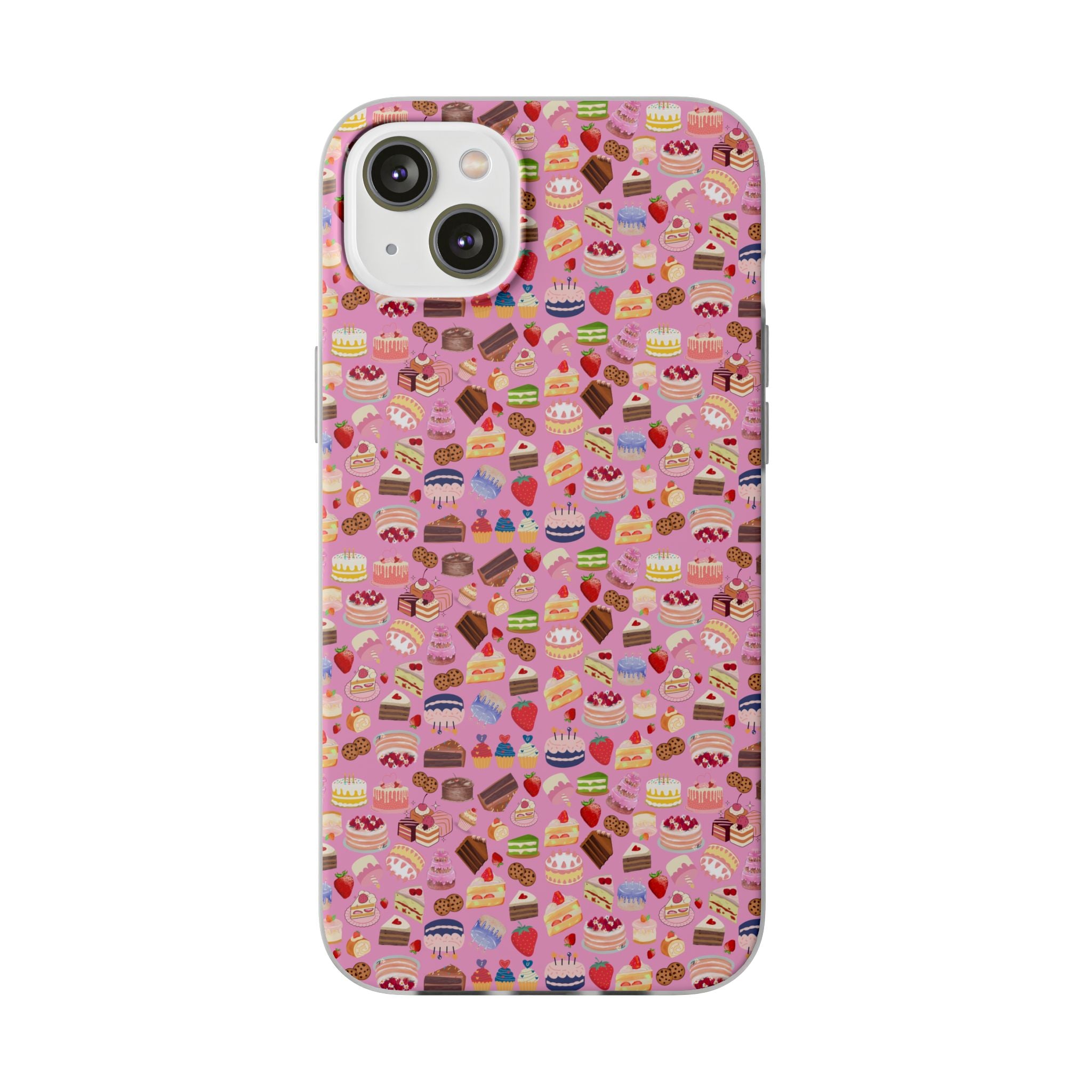 Happy Cake Pink Flexi Clear Cases for Most Phone Types (FWS)