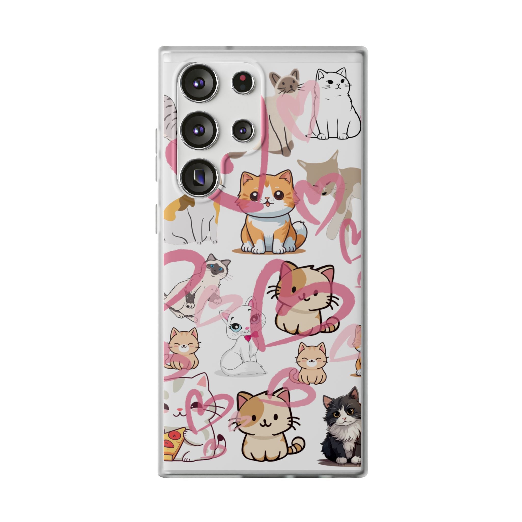 Cats Love White Flexi Clear Cases for Most Phone Types (FWS)