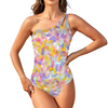 Multi Painted Leaves Keyhole Bathing Suit up to 5 XL (FWS)