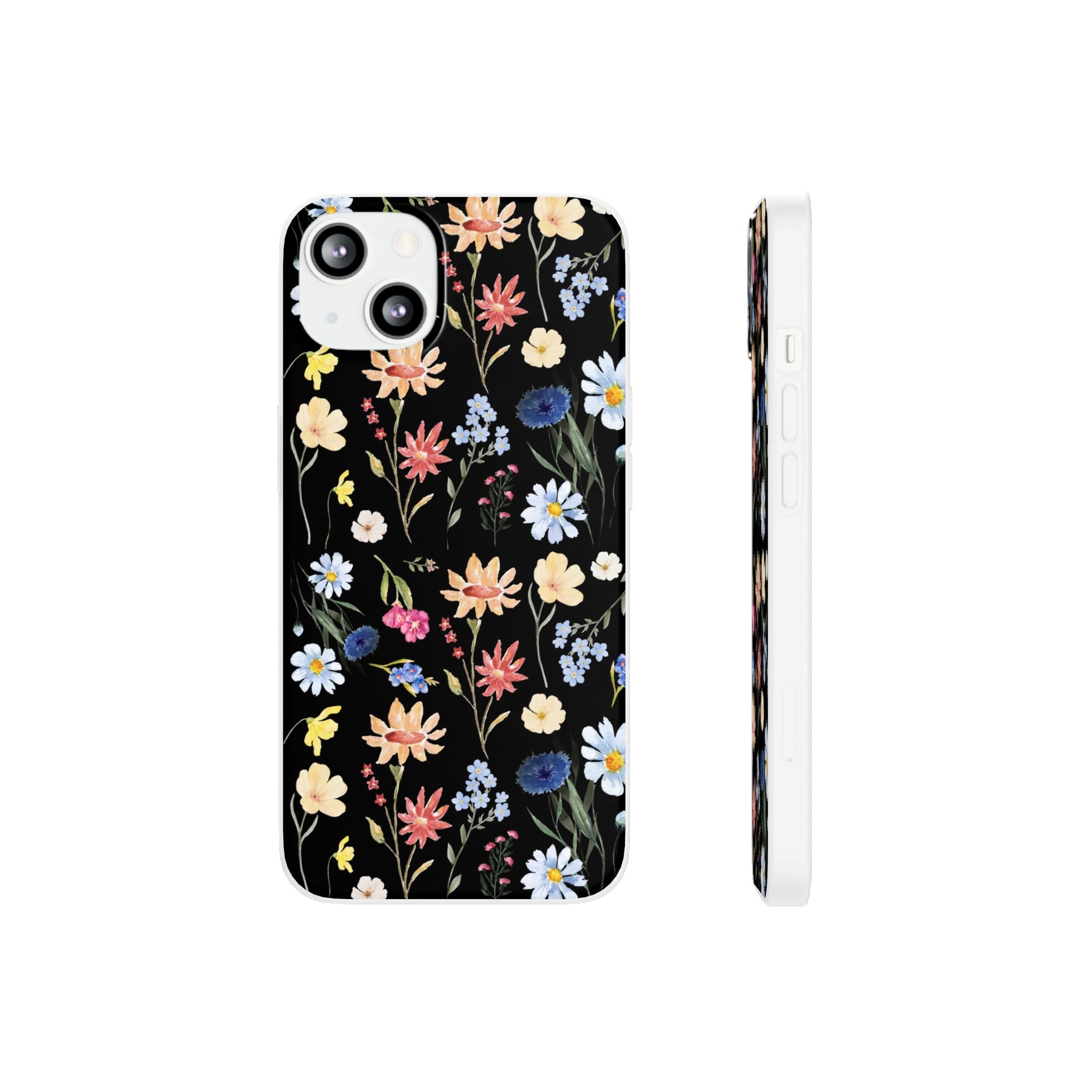 Wildflowers Painted Black Flexi Clear Cases for Most Phone Types (FWS)