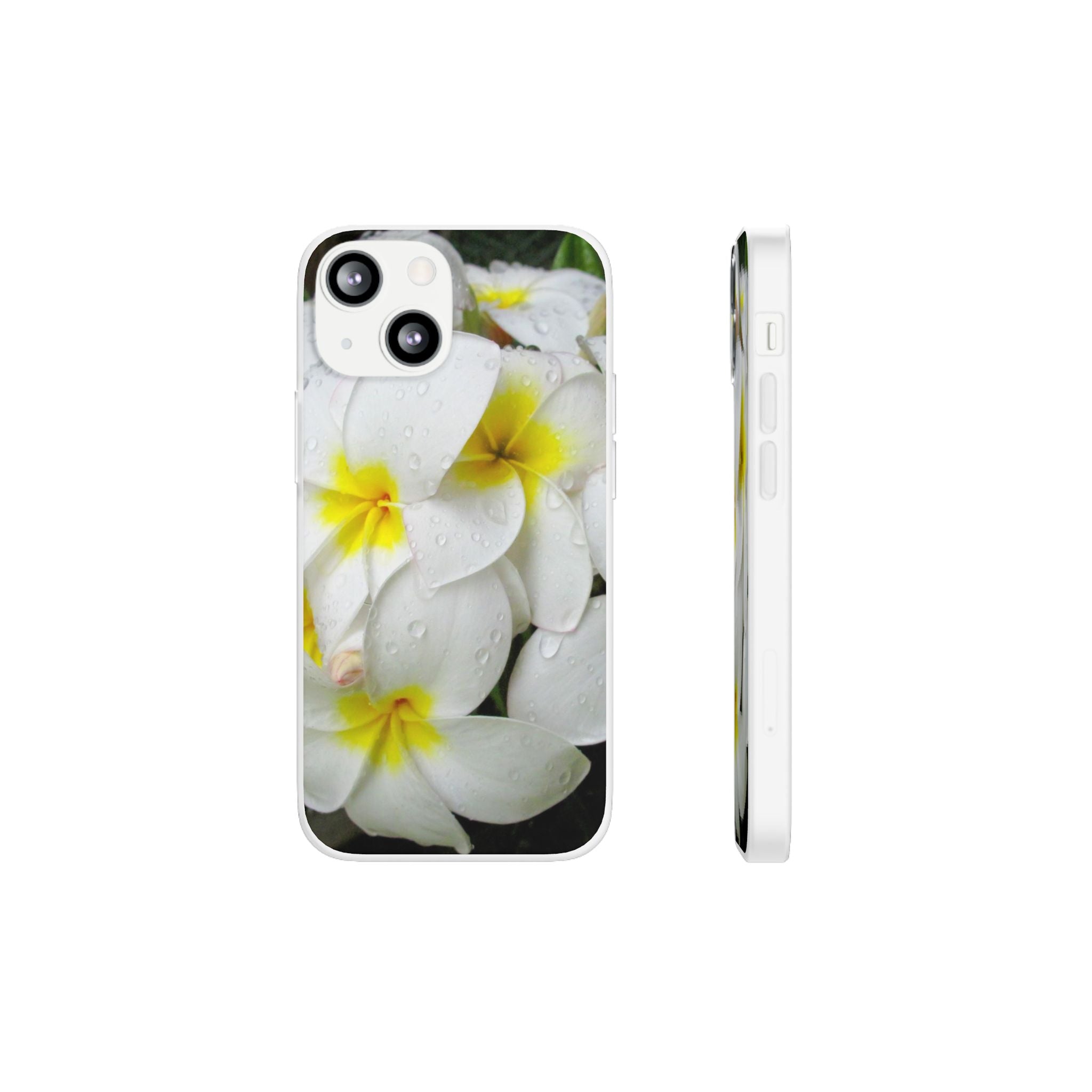 Fresh White Frangipanis Flexi Clear Cases for Most Phone Types (FWS)