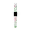 Green & Pink Leaves Apple iWatch Replacement Strap Vegan Leather (FWS)