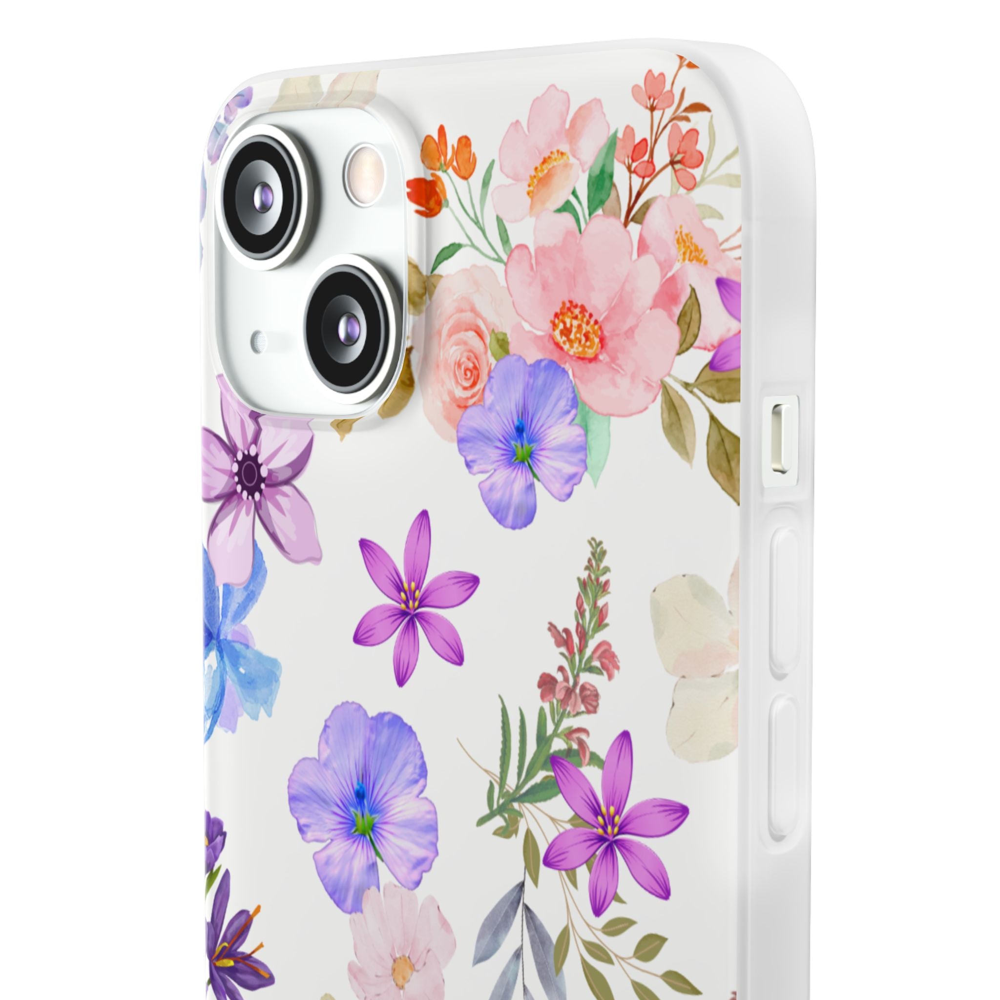 Floral White Flexi Clear Cases for Most Phone Types