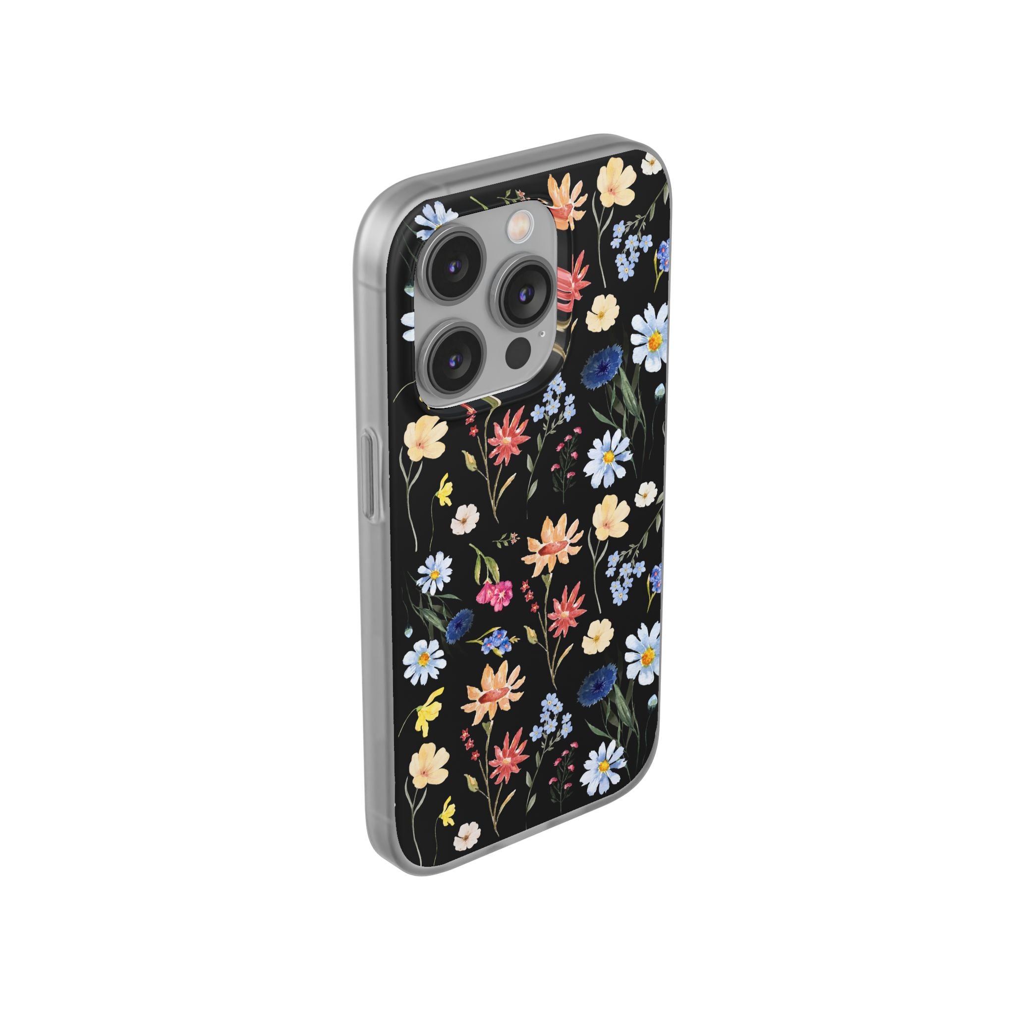 Wildflowers Painted Black Flexi Clear Cases for Most Phone Types (FWS)